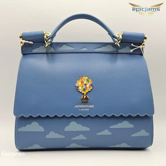 Loungefly Disney Pixar Up Carl & Ellie Clouds Blue Crossbody Bag Purse New - Picture 1 of 6